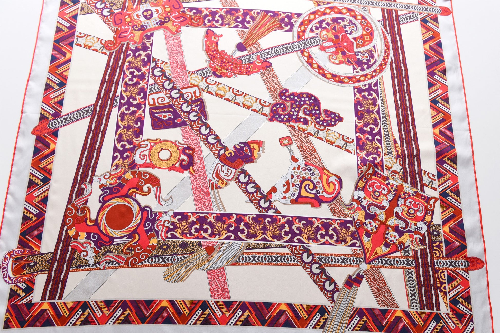 Traditions - Double Sided Silk Scarf in Red & Green