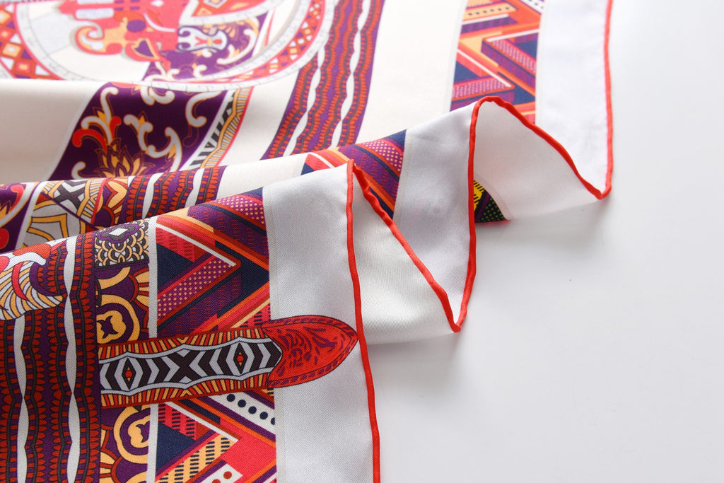 Traditions - Double Sided Silk Scarf in Red & Green