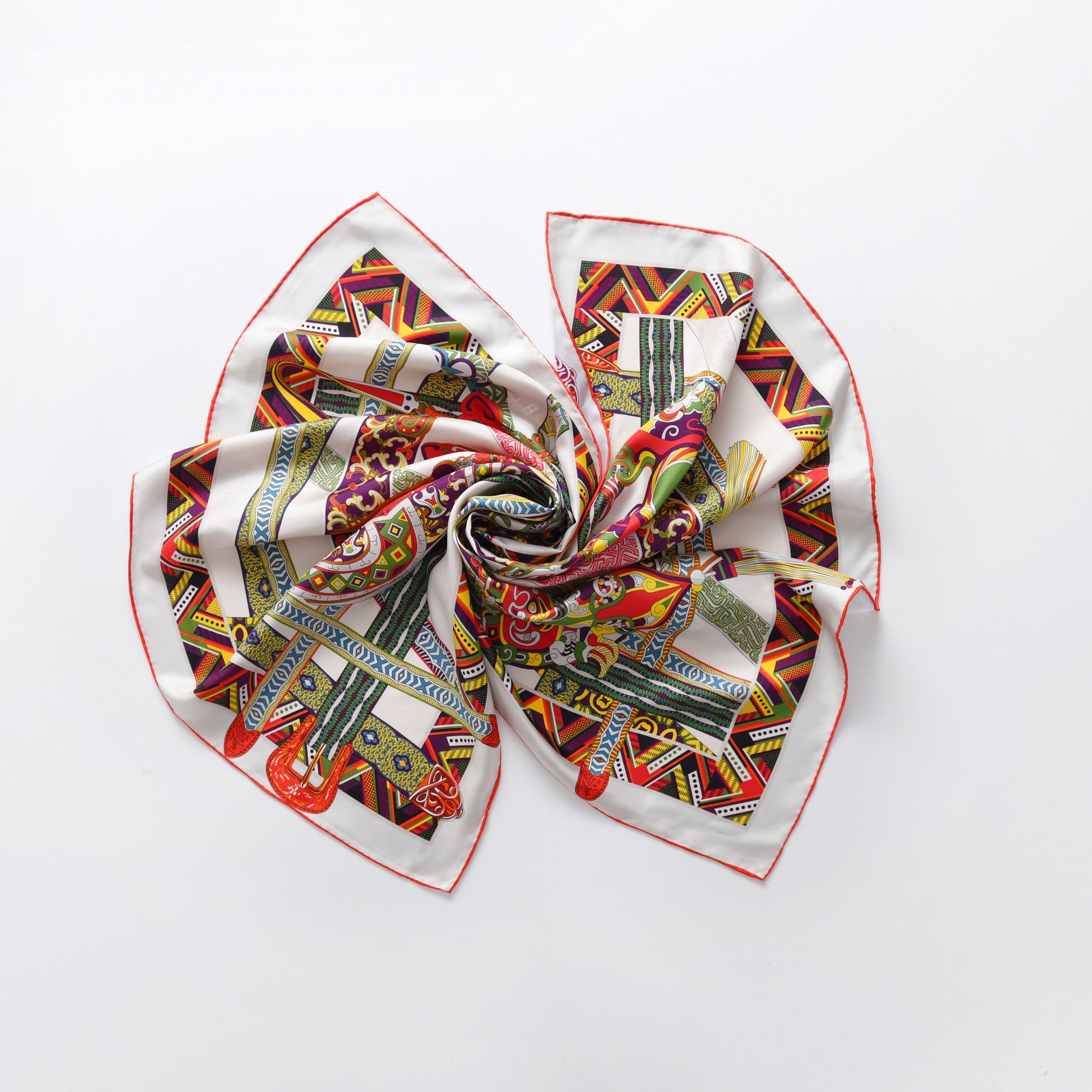 Traditions - Double Sided Silk Scarf in Red & Green