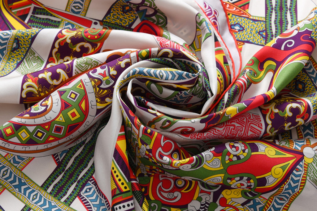 Traditions - Double Sided Silk Scarf in Red & Green