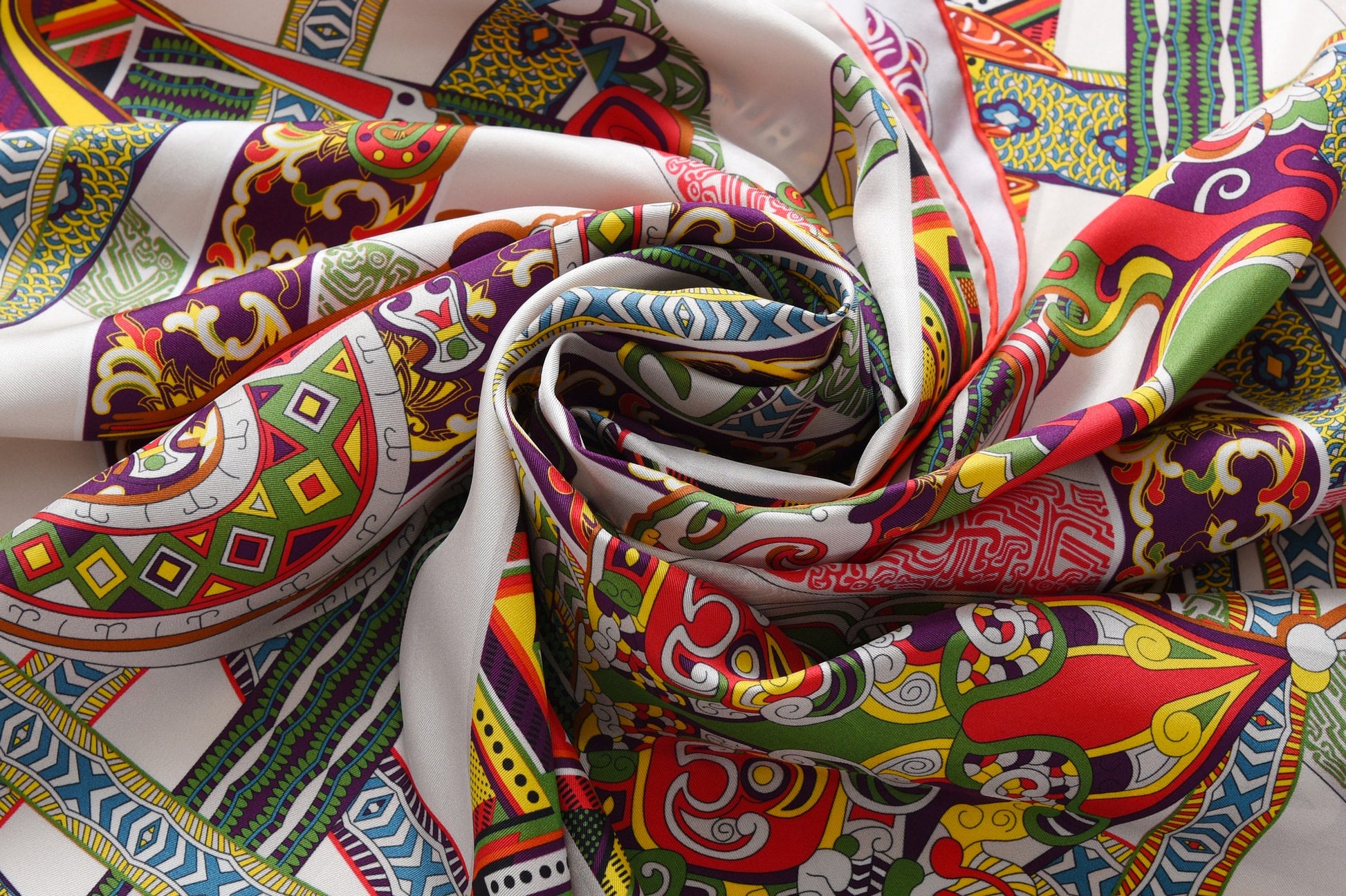 Traditions - Double Sided Silk Scarf in Red & Green