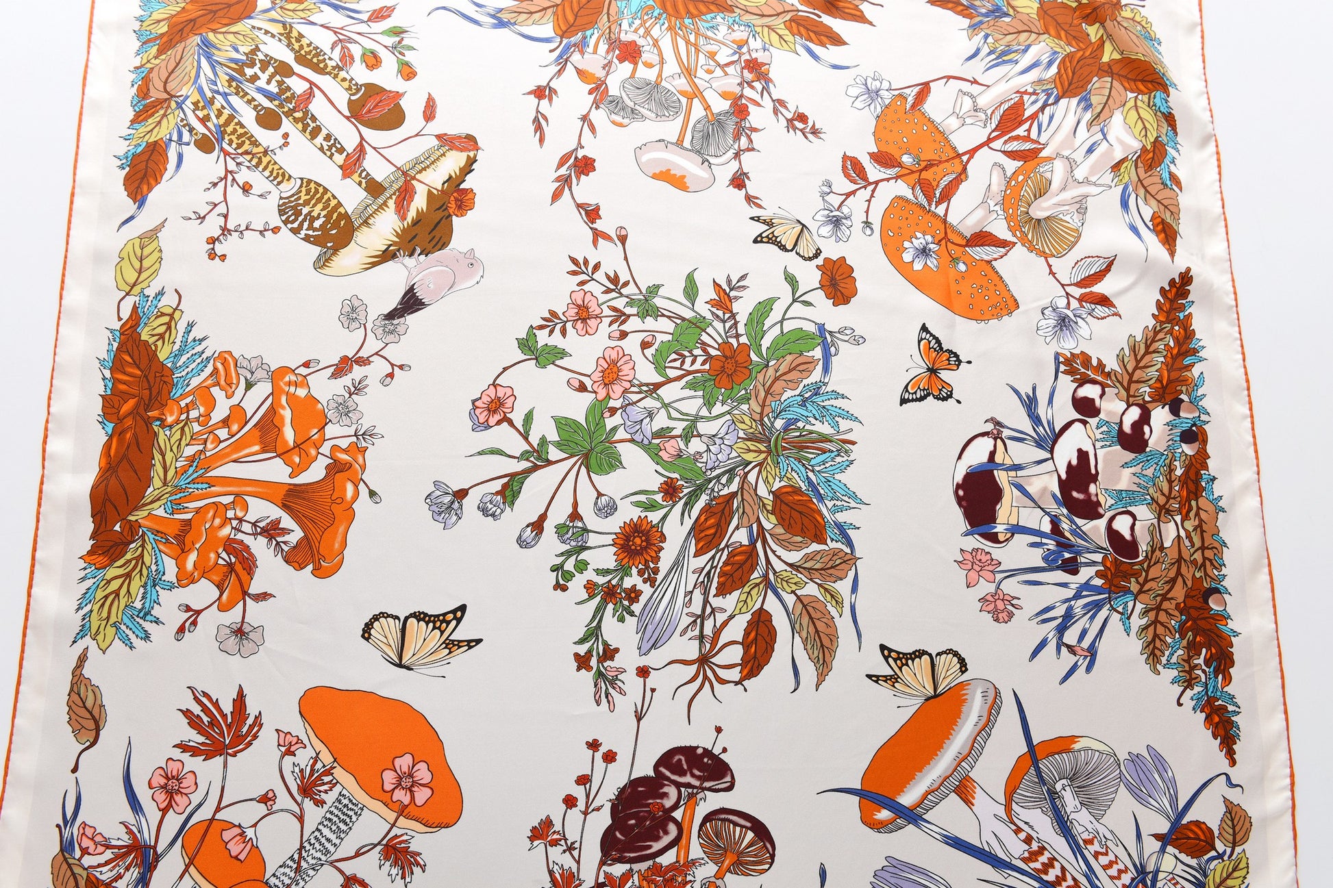 Garden Fungi - Double Sided Silk Scarf in Peach & Purple