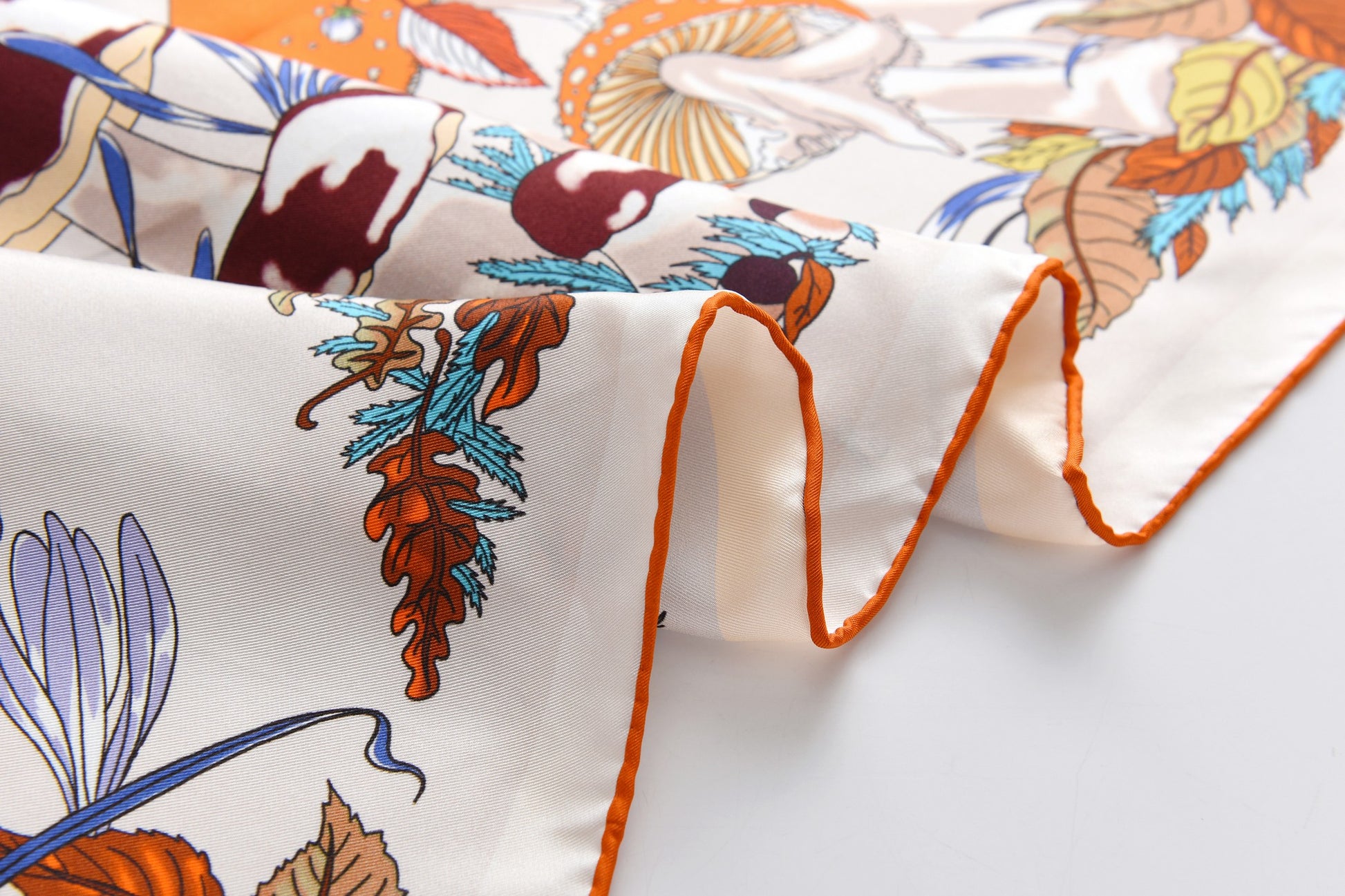 Garden Fungi - Double Sided Silk Scarf in Peach & Purple