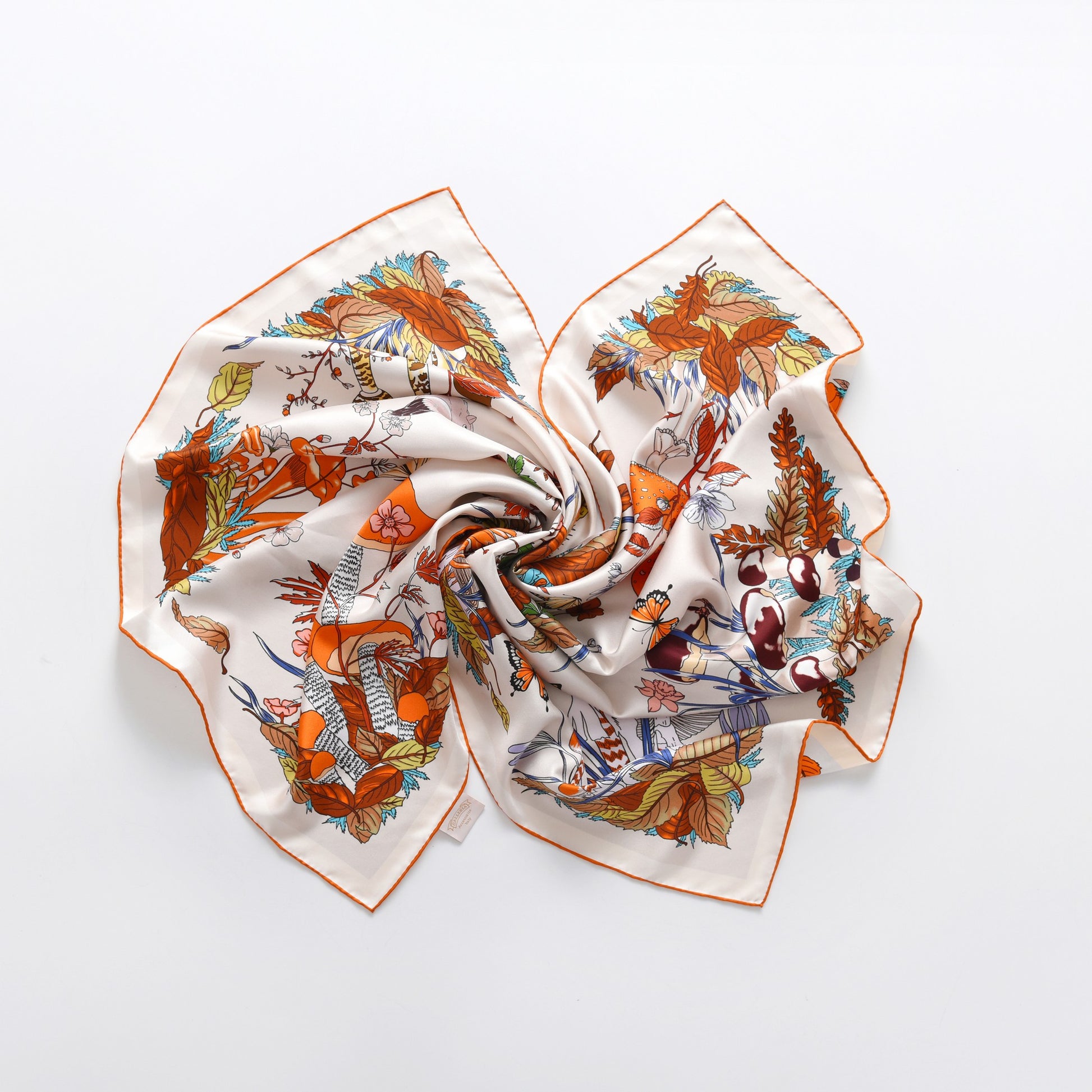 Garden Fungi - Double Sided Silk Scarf in Peach & Purple