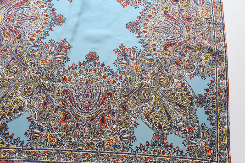 Paisley - Double Sided Silk Scarf in blue & purple
