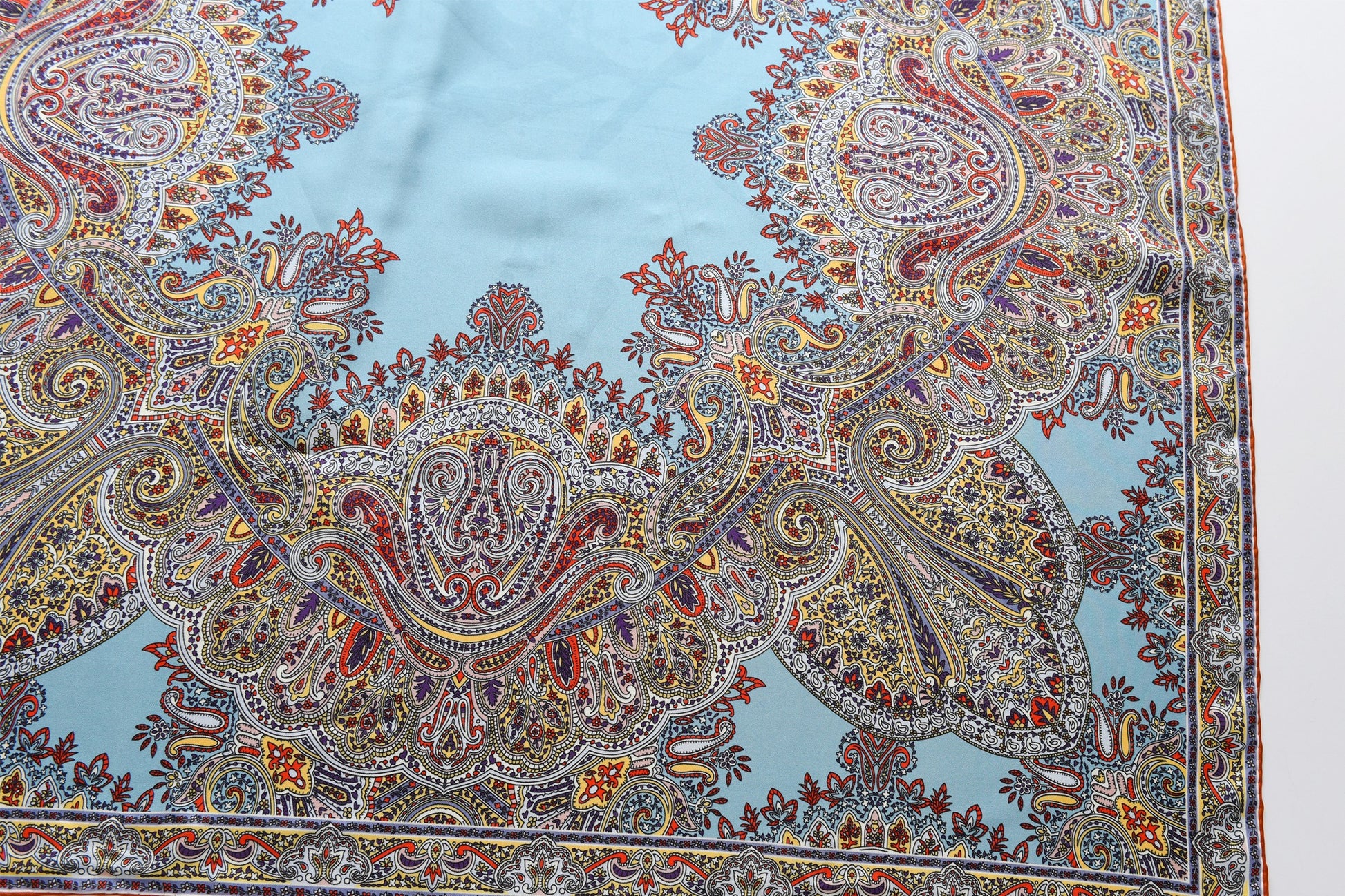 Paisley - Double Sided Silk Scarf in blue & purple