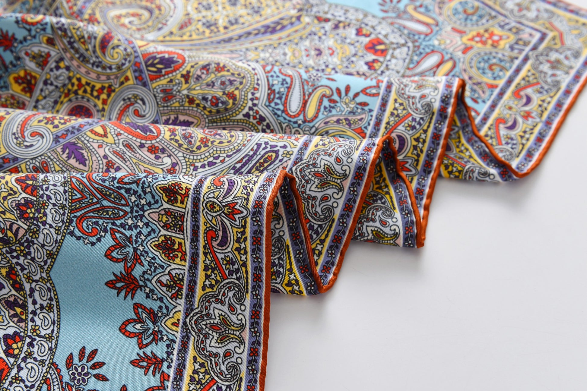 Paisley - Double Sided Silk Scarf in blue & purple