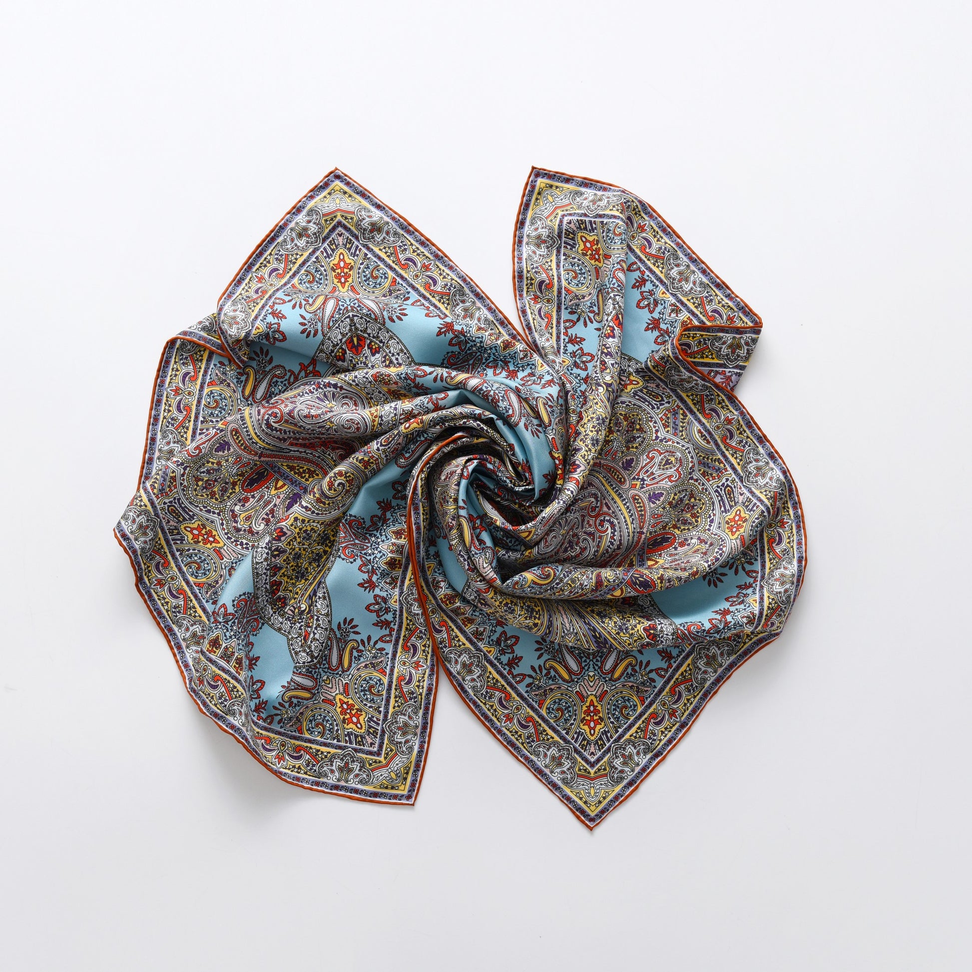Paisley - Double Sided Silk Scarf in blue & purple