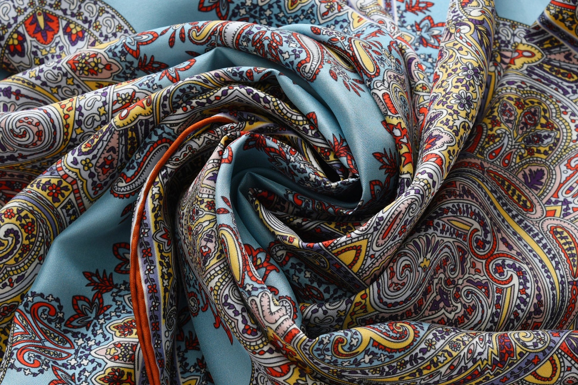 Paisley - Double Sided Silk Scarf in blue & purple