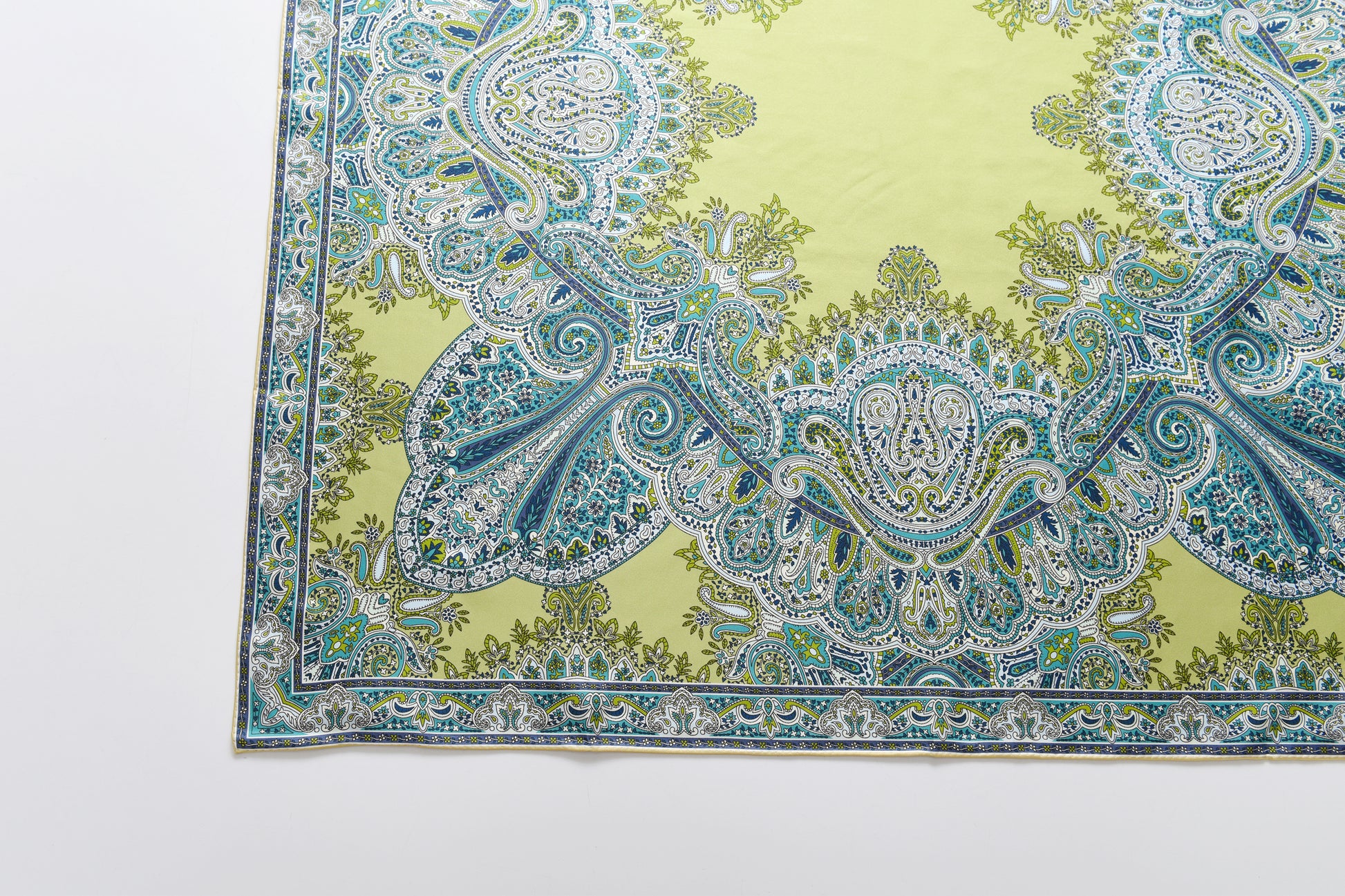 Paisley - Double Sided Silk Scarf in Green & Puple