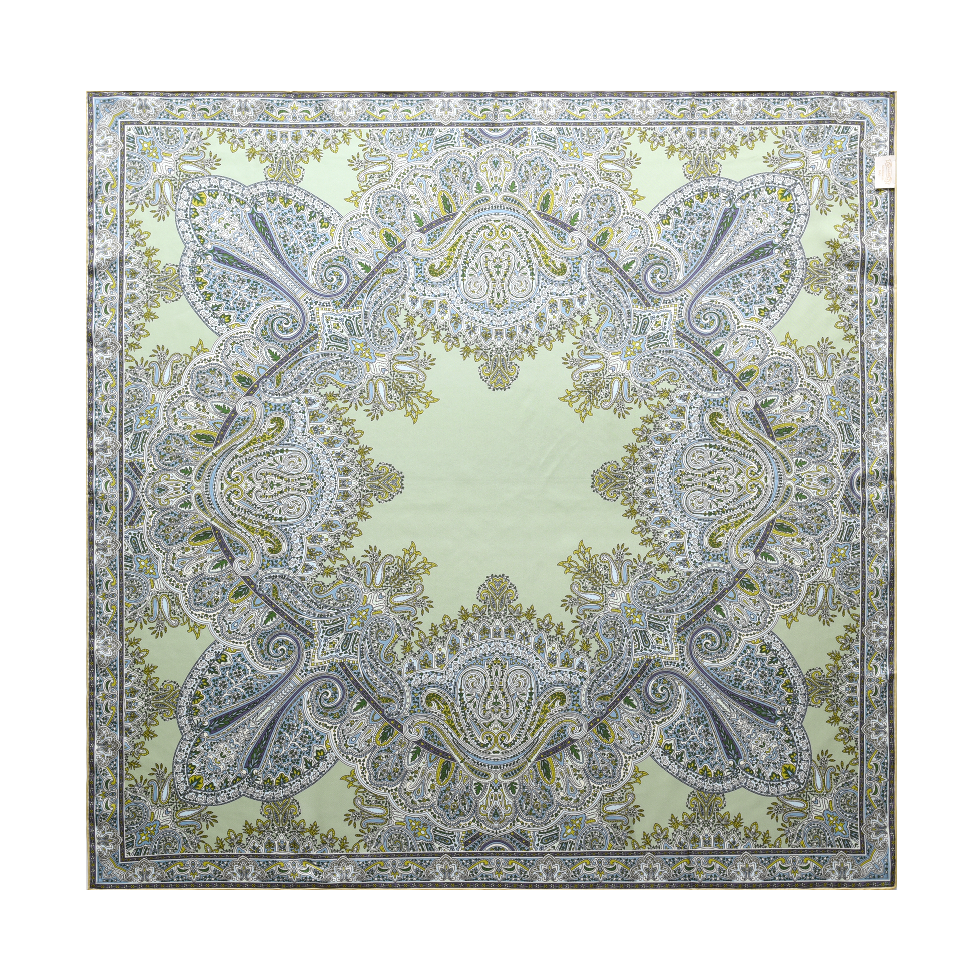 Paisley - Double Sided Silk Scarf in Green & Puple