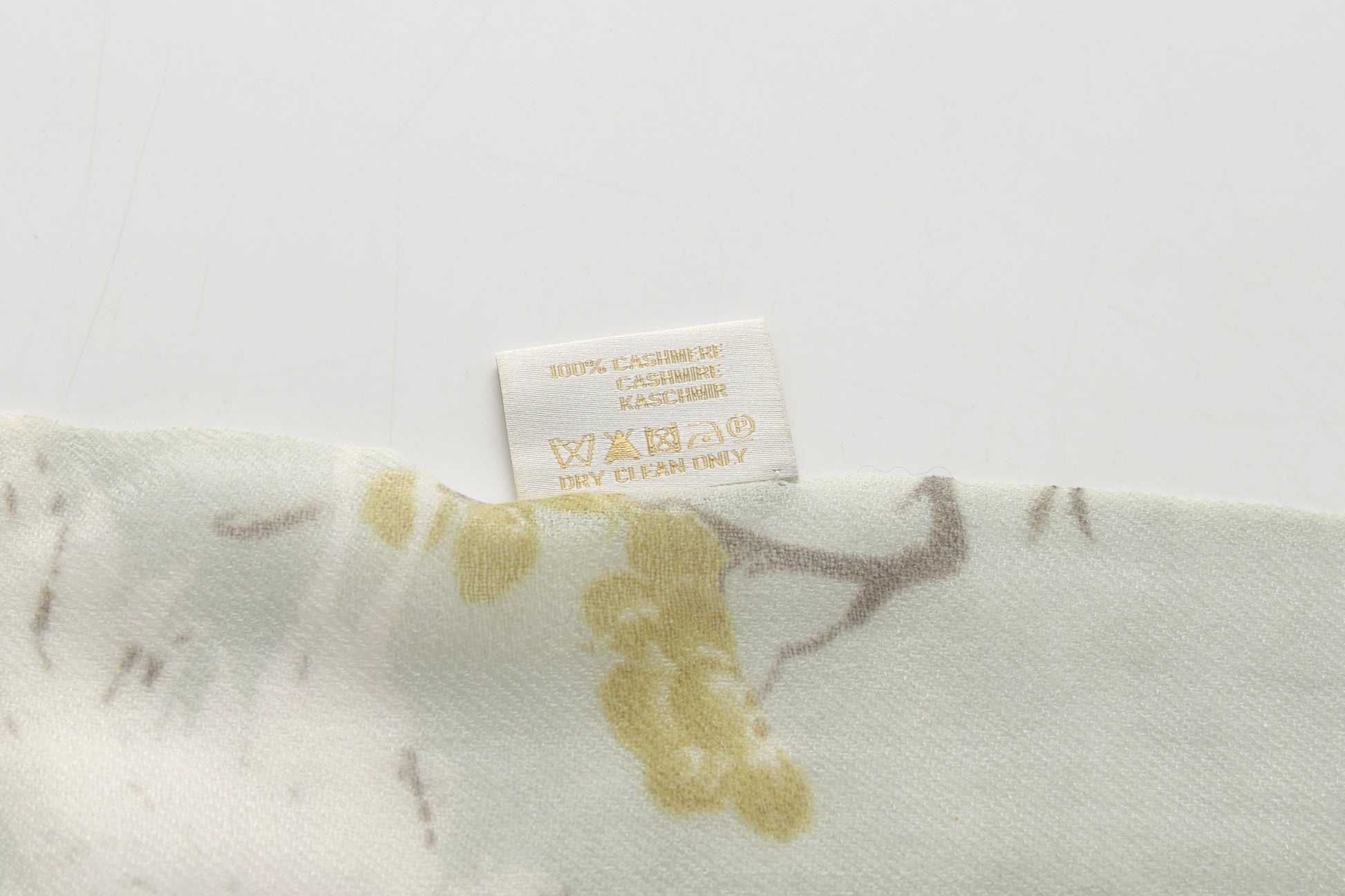 Plum Blossom in Spring Green Cashmere Scarf