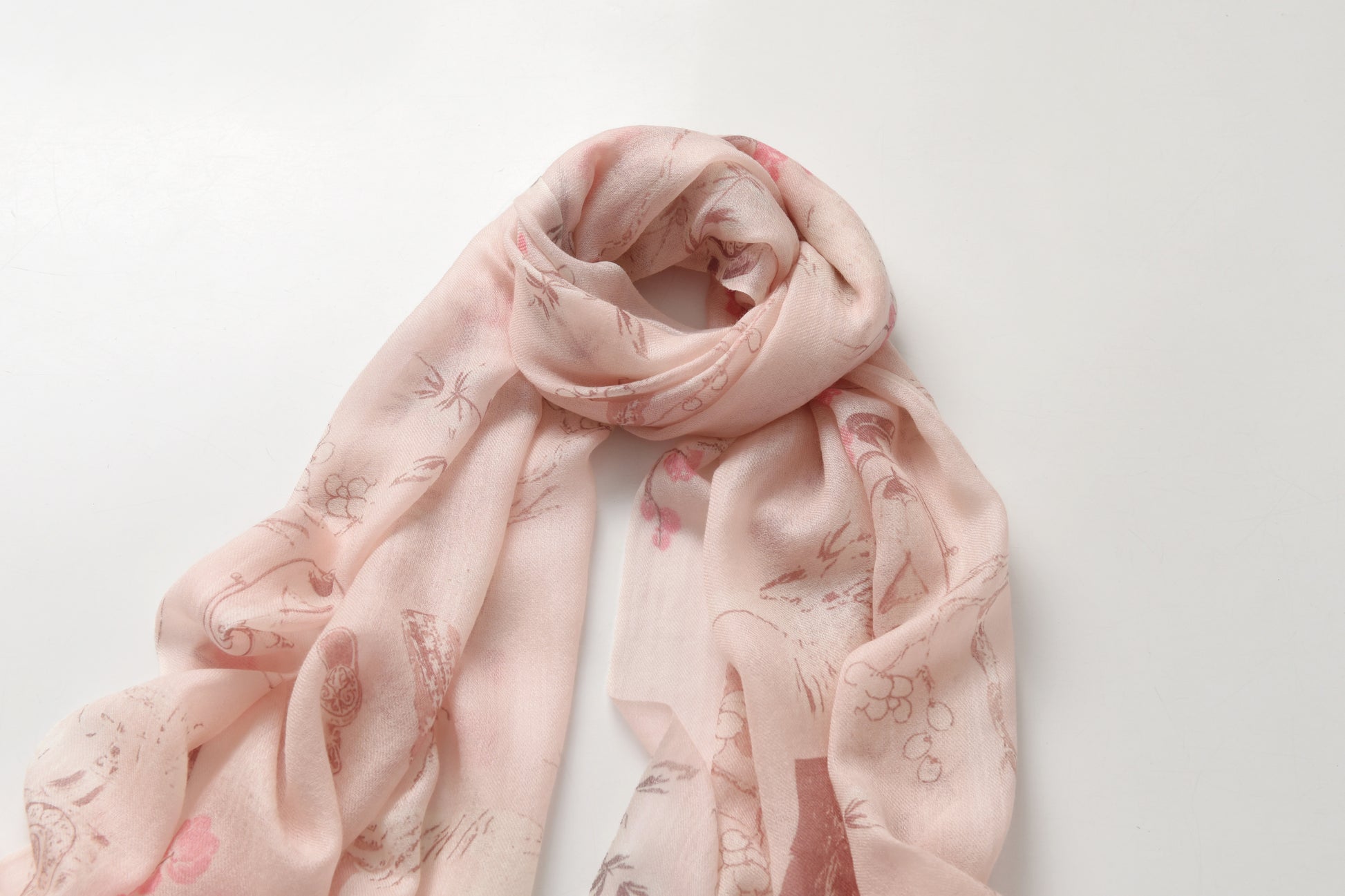 Plum Blossom in Spring Pink Cashmere Scarf
