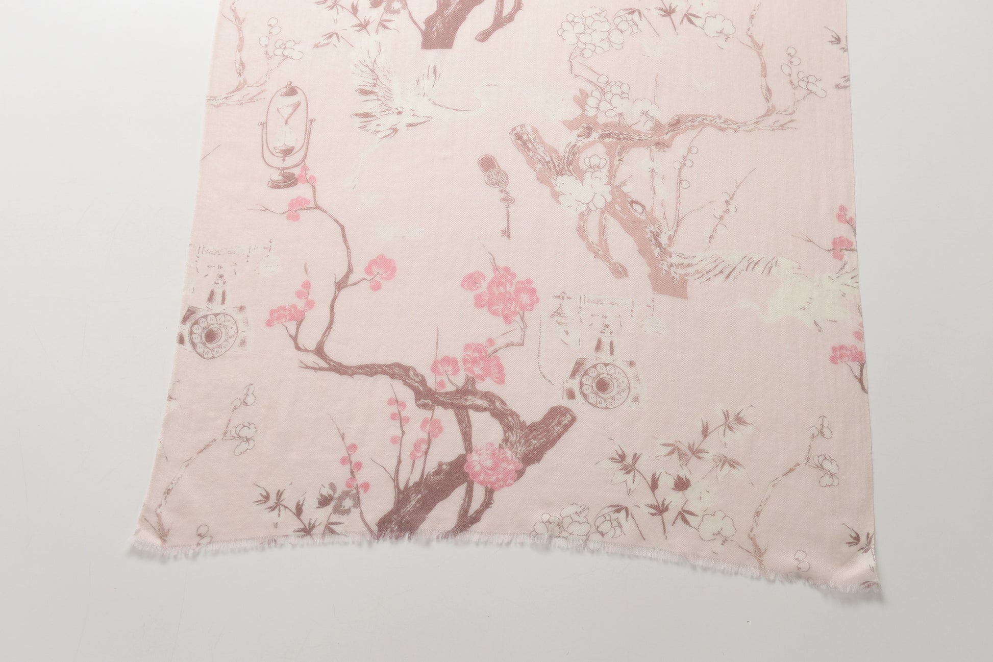 Plum Blossom in Spring Pink Cashmere Scarf