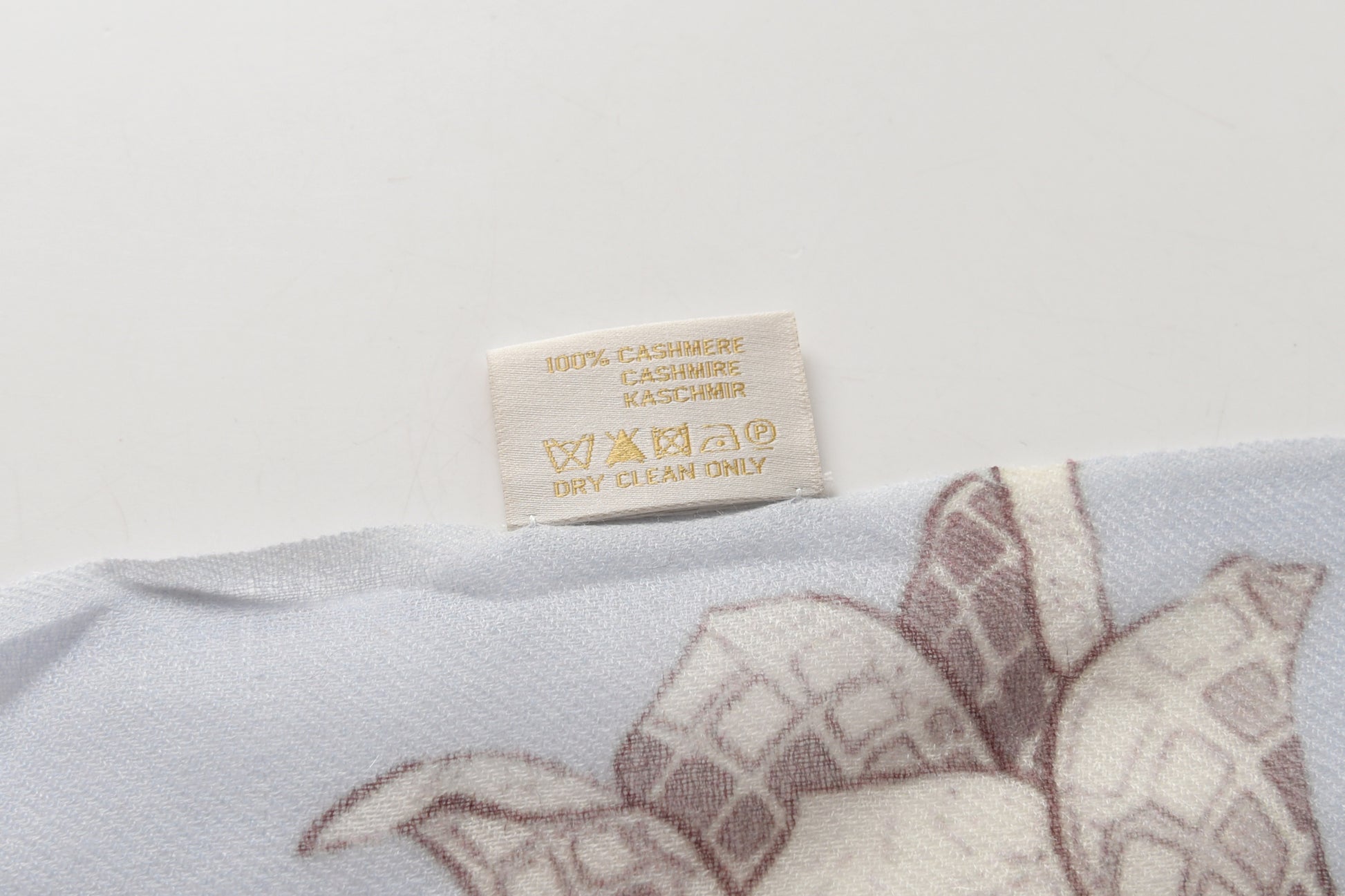 Two Tone Blue and Ivory Floral Cashmere Scarf