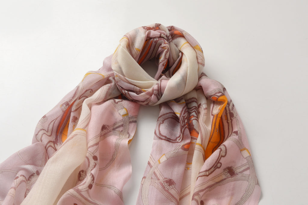 Royal Carriage in Grey & Pink Cashmere Scarf