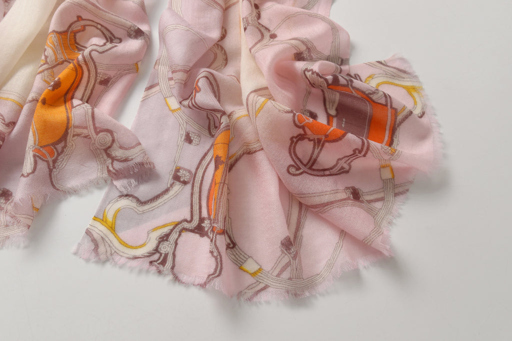 Royal Carriage in Grey & Pink Cashmere Scarf