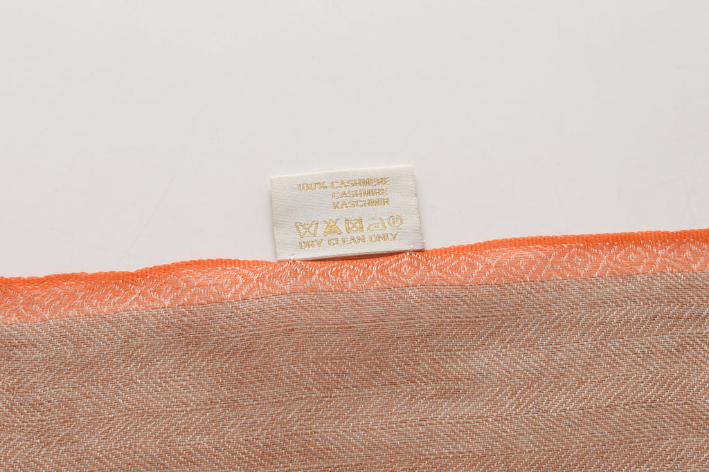 Brown and Camel Cashmere Scarf with Orange Lining