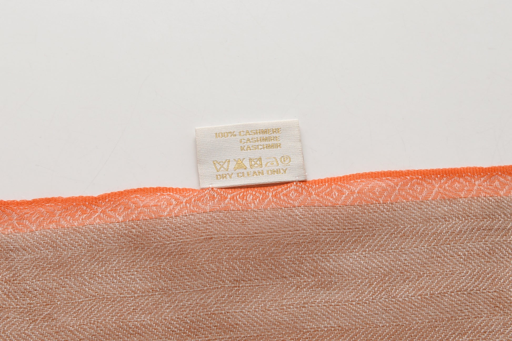 Brown and Camel Cashmere Scarf with Orange Lining