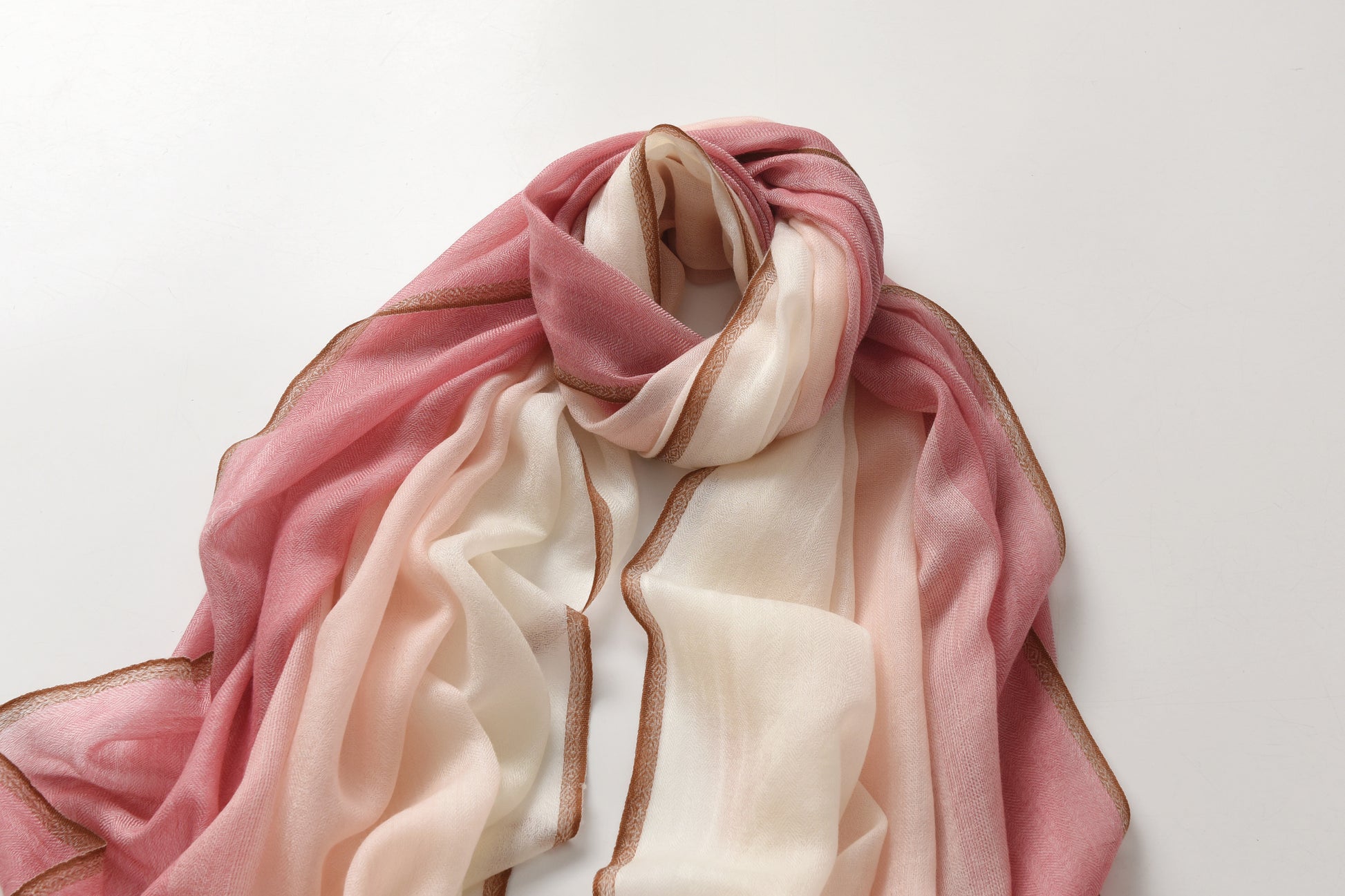 Mauve and Pink Cashmere Scarf with Brown Lining
