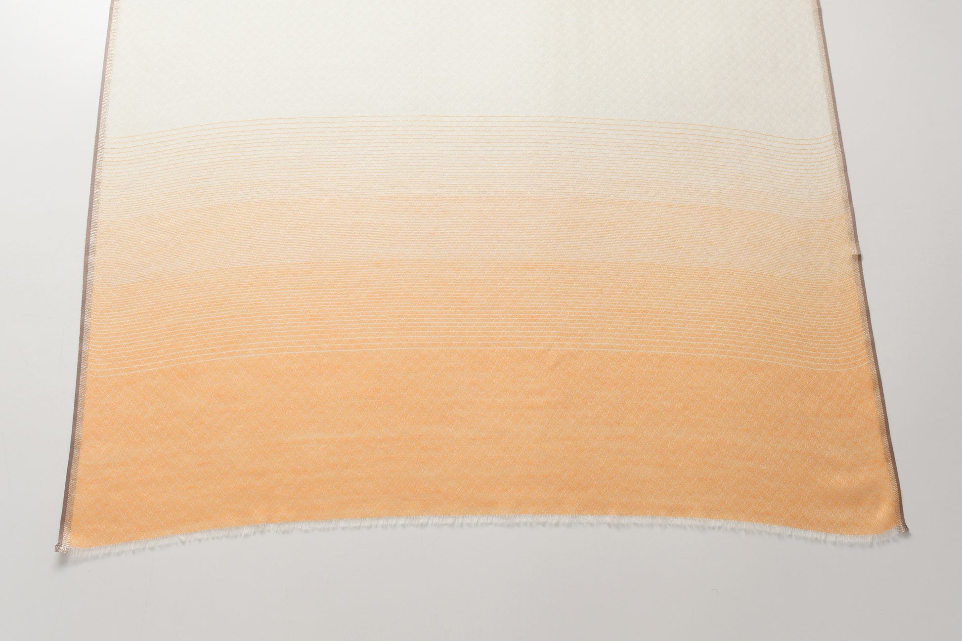 Ombre Ivory & Orange Cashmere Scarf with Brown Lining