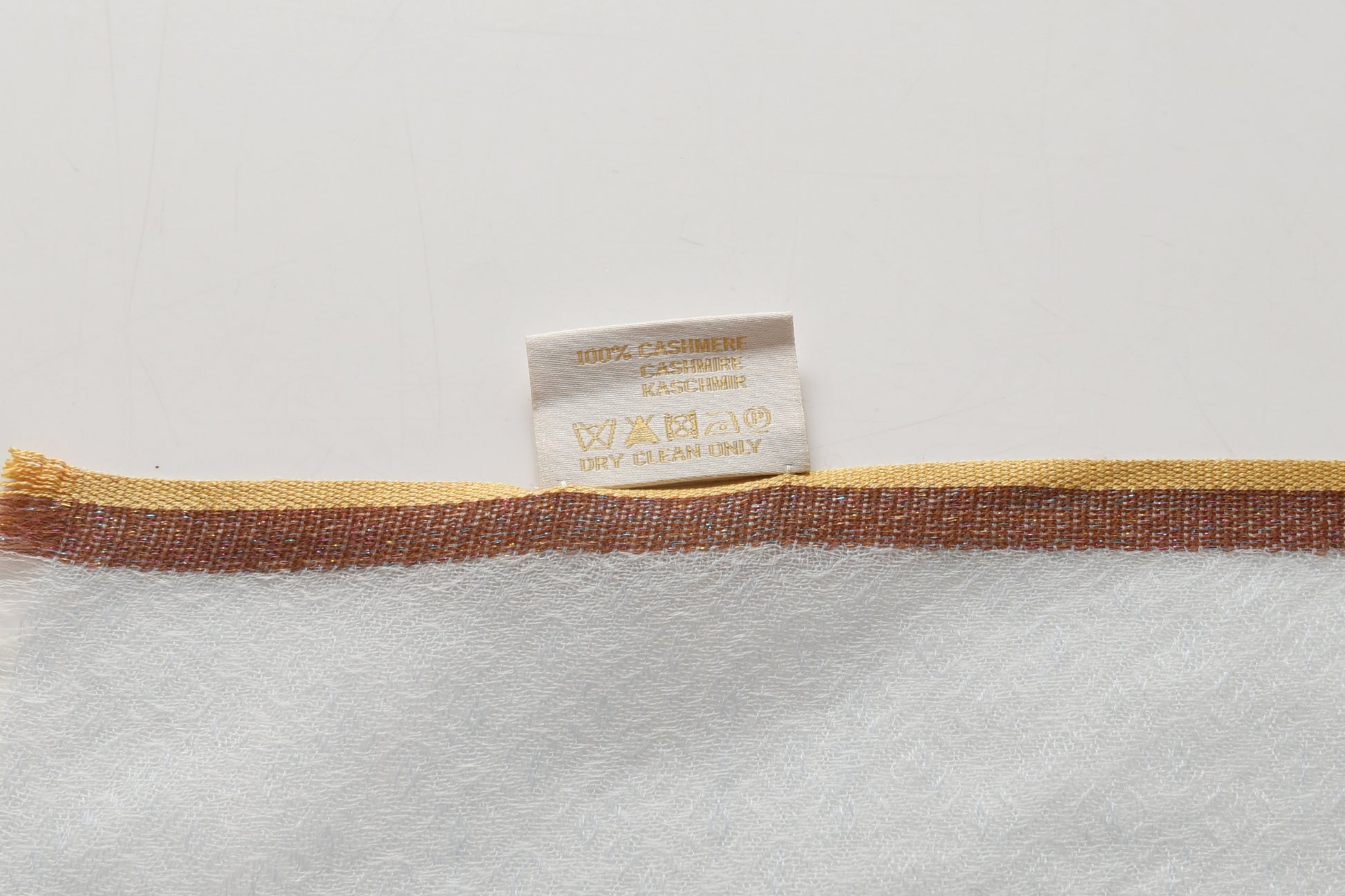 Ombre Ivory & Blue Cashmere Scarf with Brown Lining