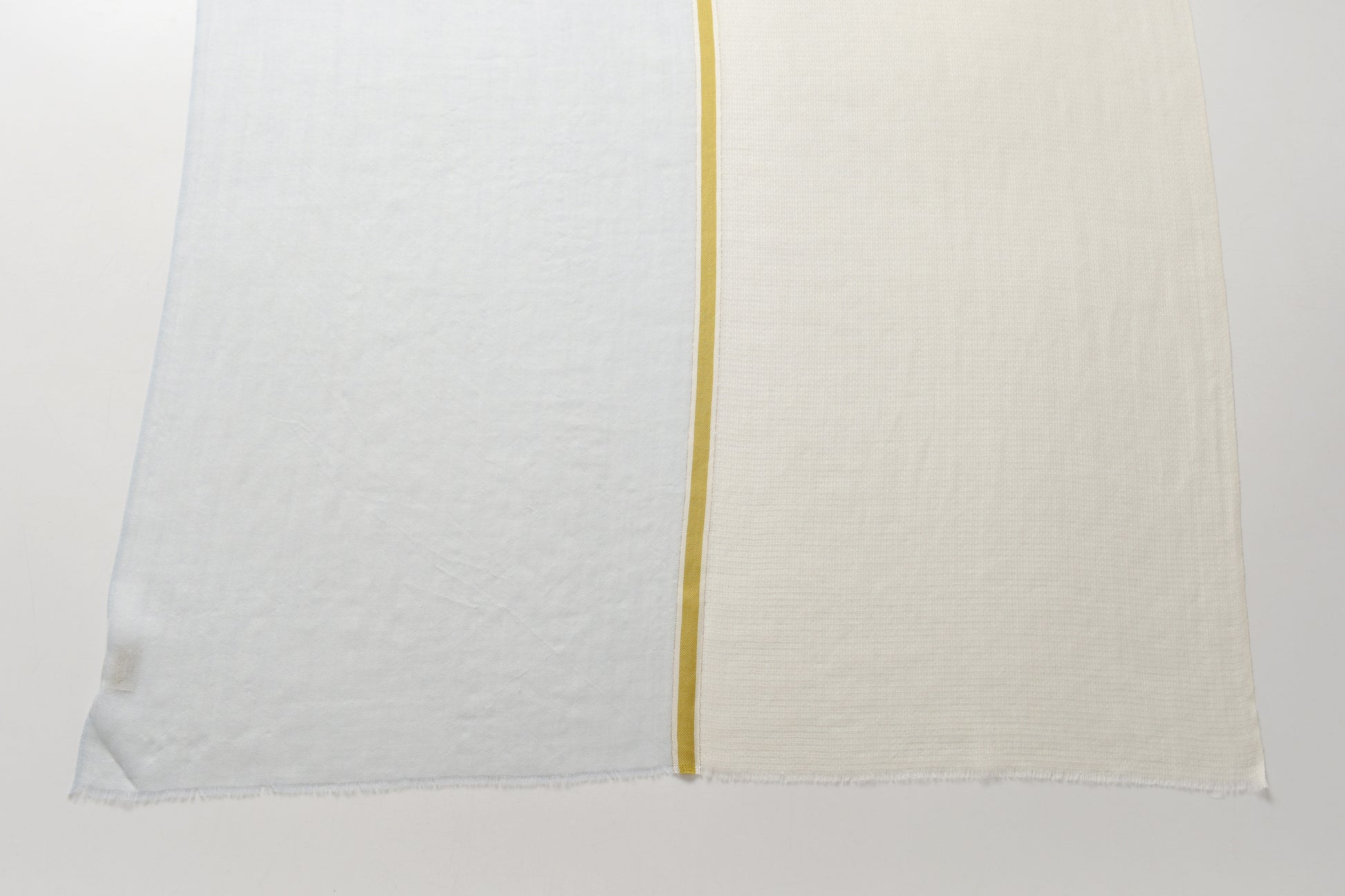 Light Blue and Yellow Hues Cashmere Scarf with Golden Lining