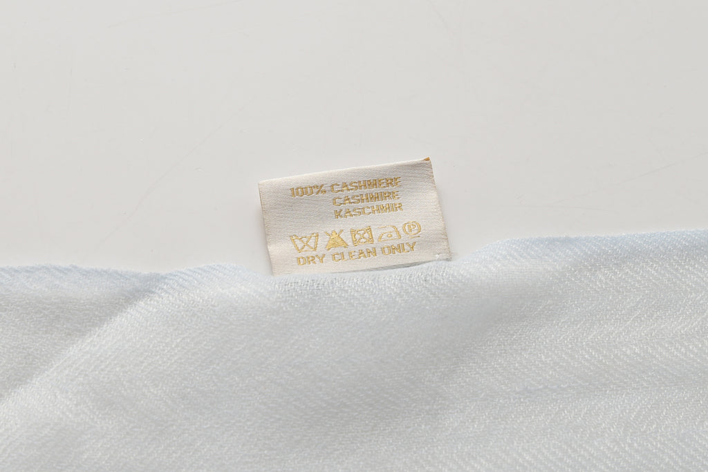 Light Blue and Yellow Hues Cashmere Scarf with Golden Lining