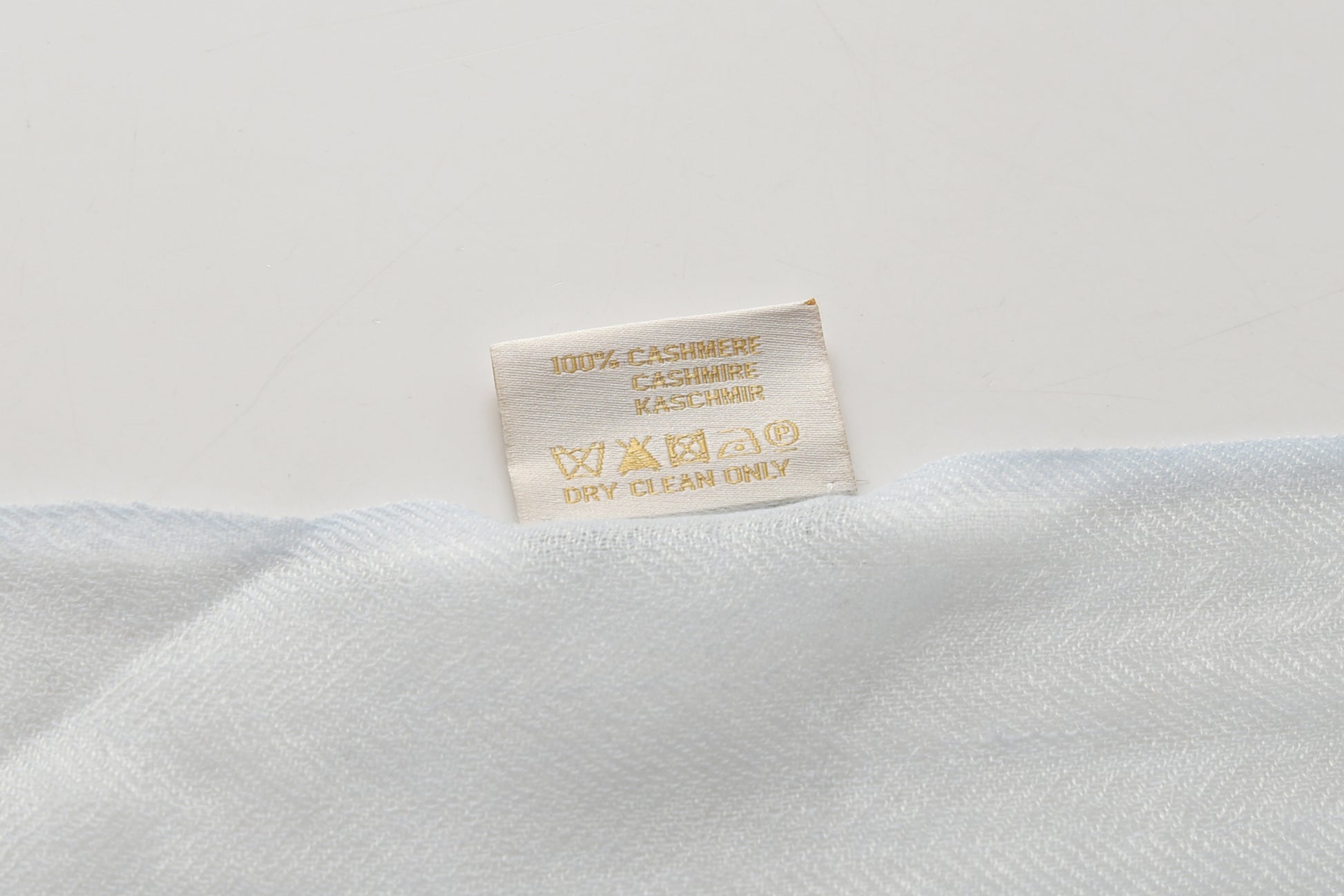 Light Blue and Yellow Hues Cashmere Scarf with Golden Lining