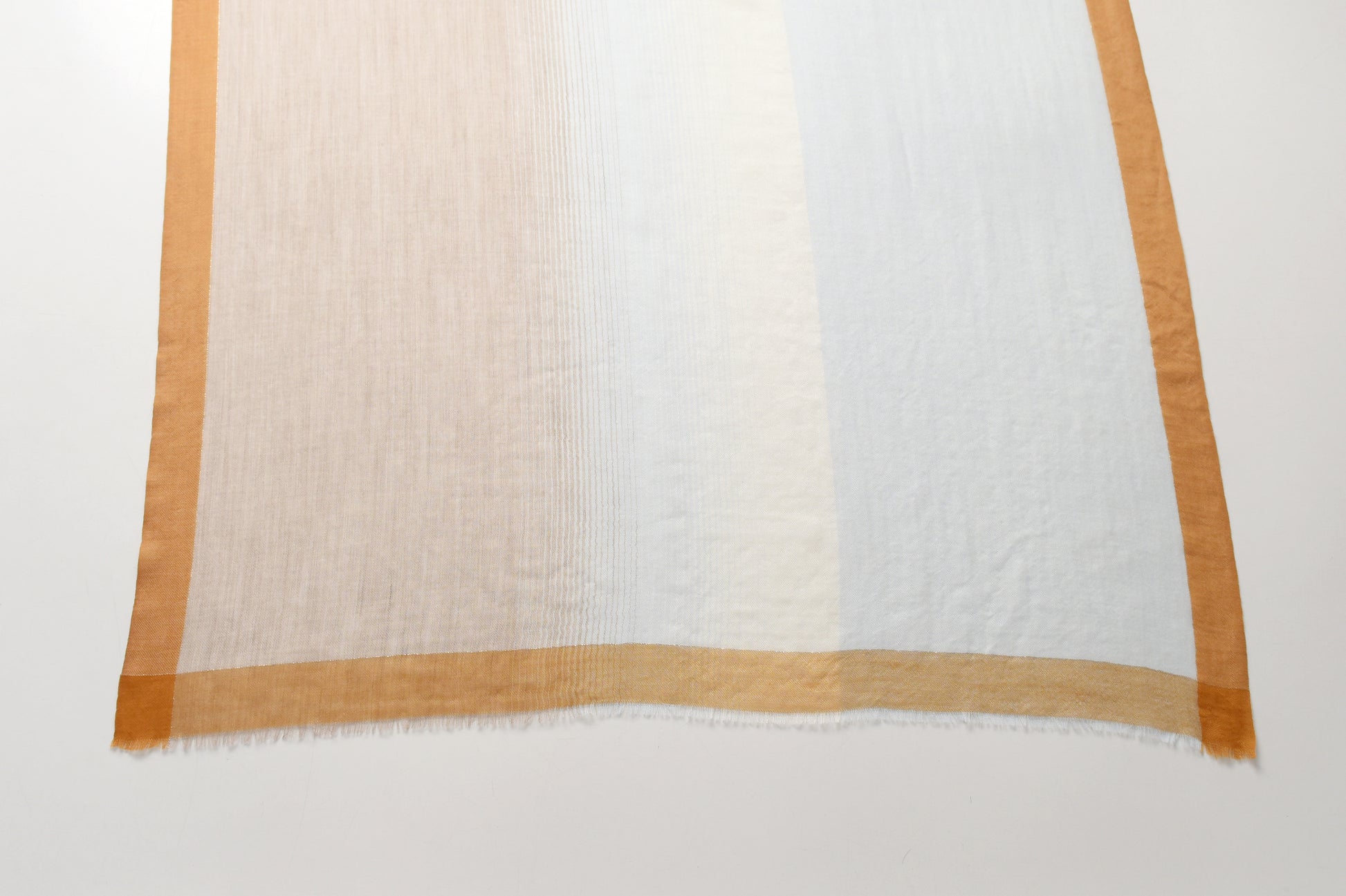 Blue & Neutral Gradient Cashmere Scarf with Brown Lining