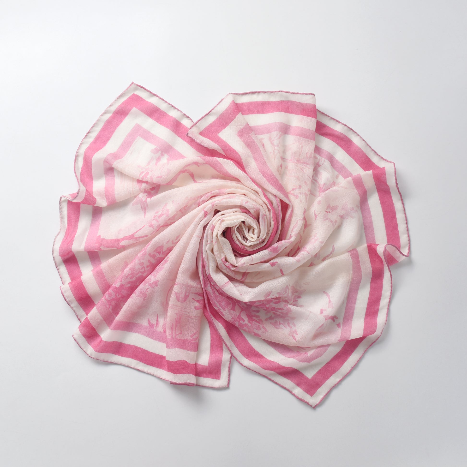 Equestre con Gatto Pink Toile Cashmere Scarf