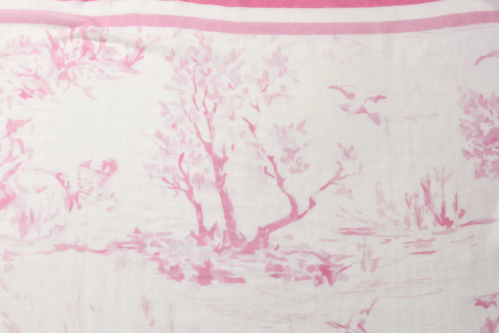 Equestre con Gatto Pink Toile Cashmere Scarf
