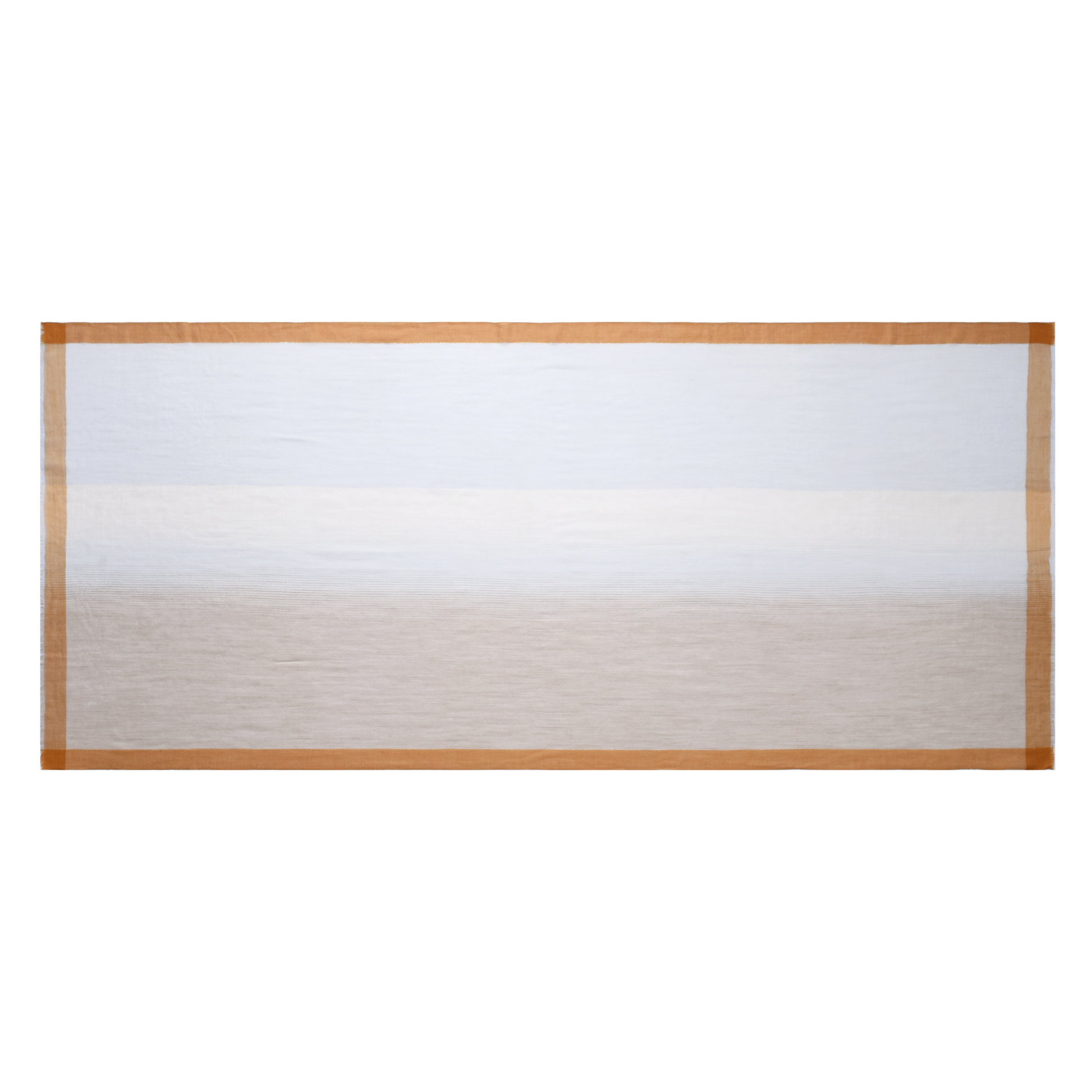 Blue & Neutral Gradient Cashmere Scarf with Brown Lining