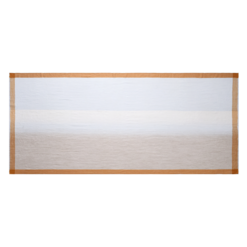 Blue & Neutral Gradient Cashmere Scarf with Brown Lining