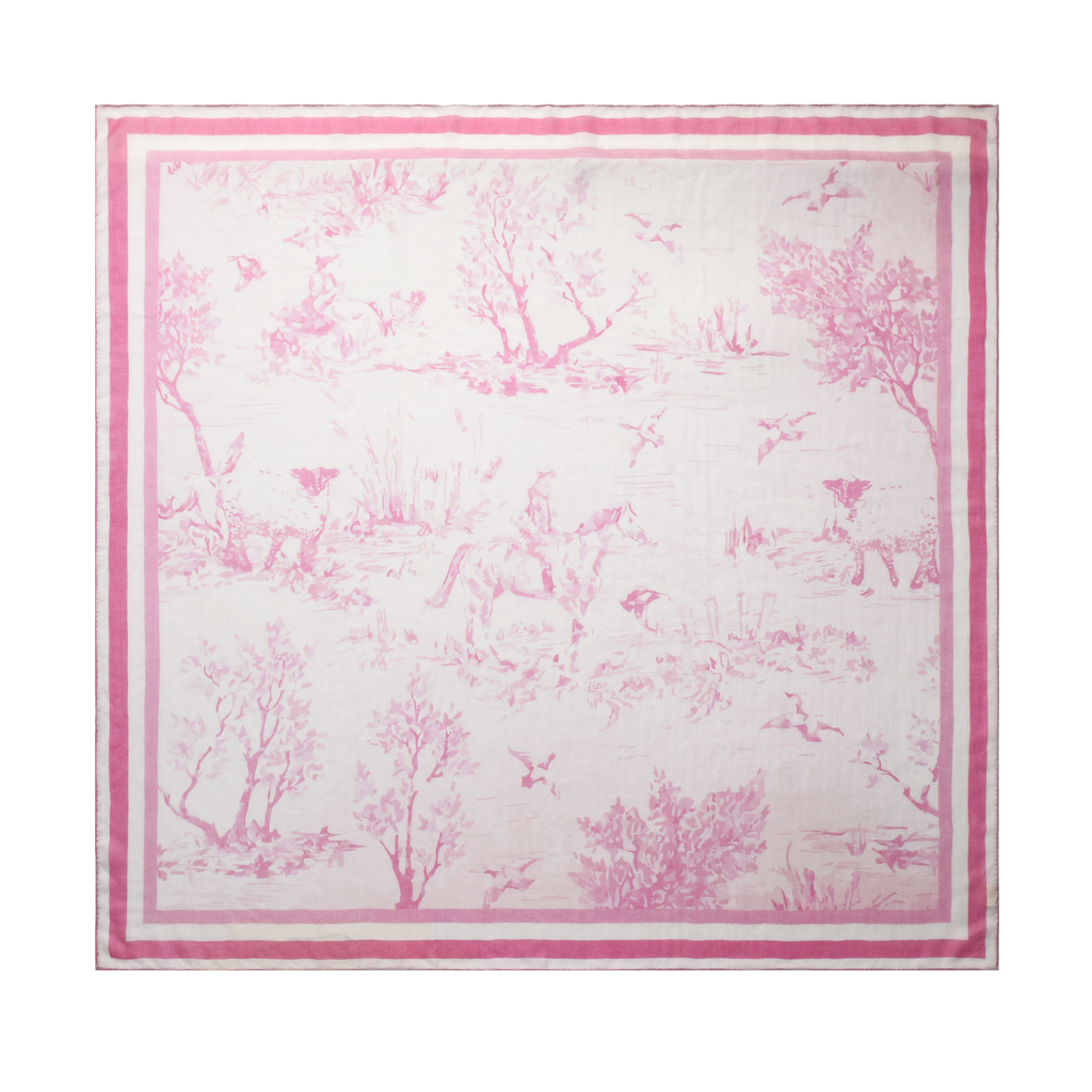 Equestre con Gatto Pink Toile Cashmere Scarf