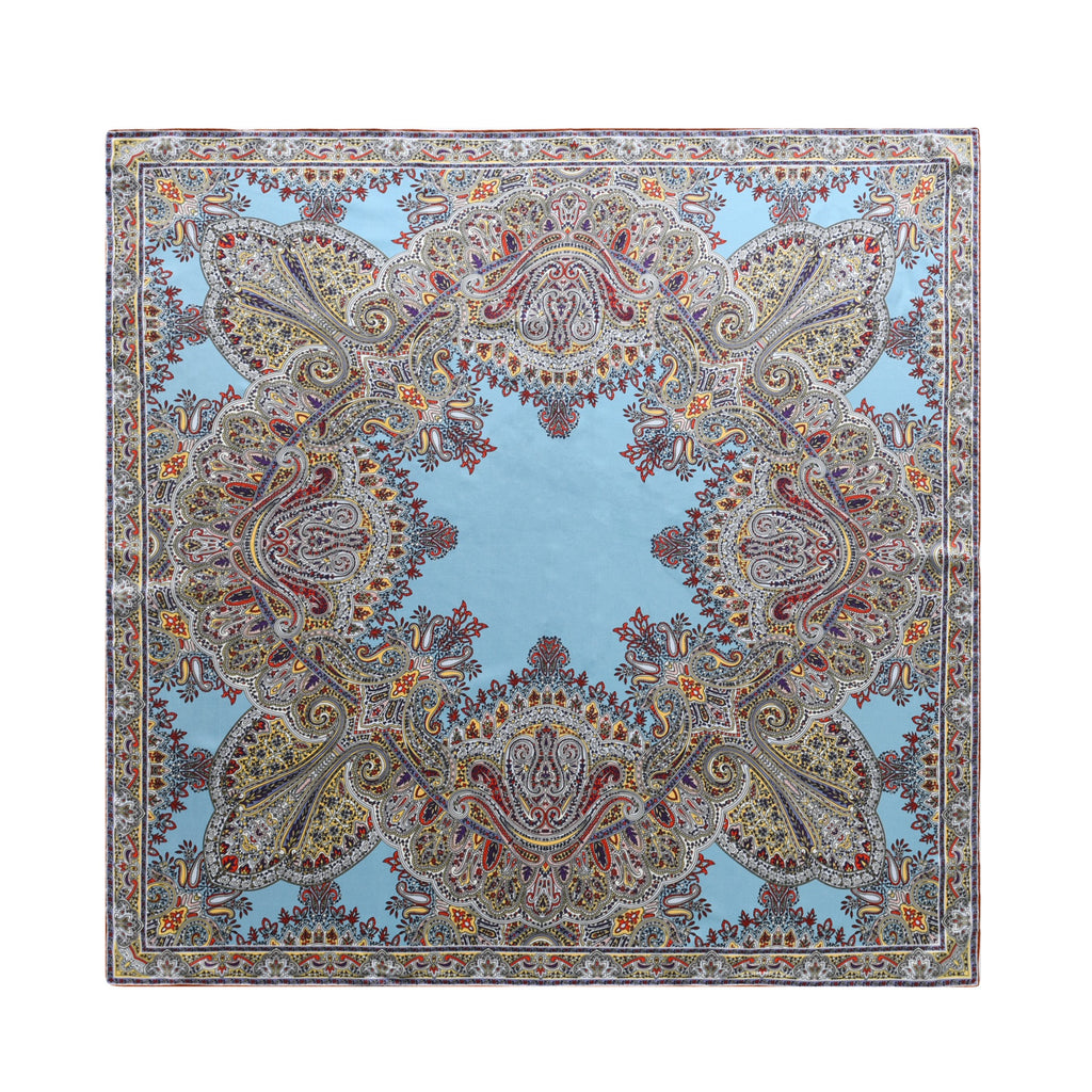 Paisley - Double Sided Silk Scarf in blue & purple
