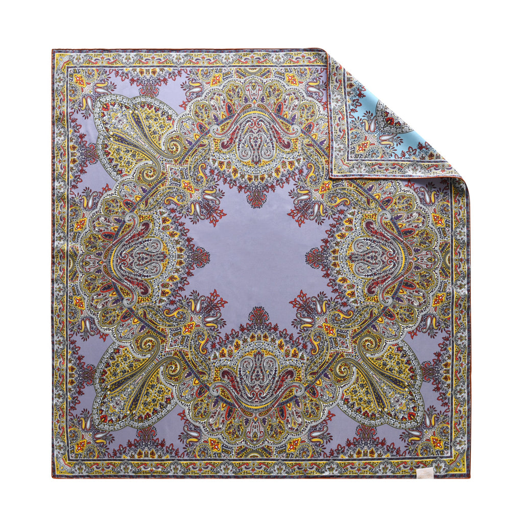 Paisley - Double Sided Silk Scarf in blue & purple