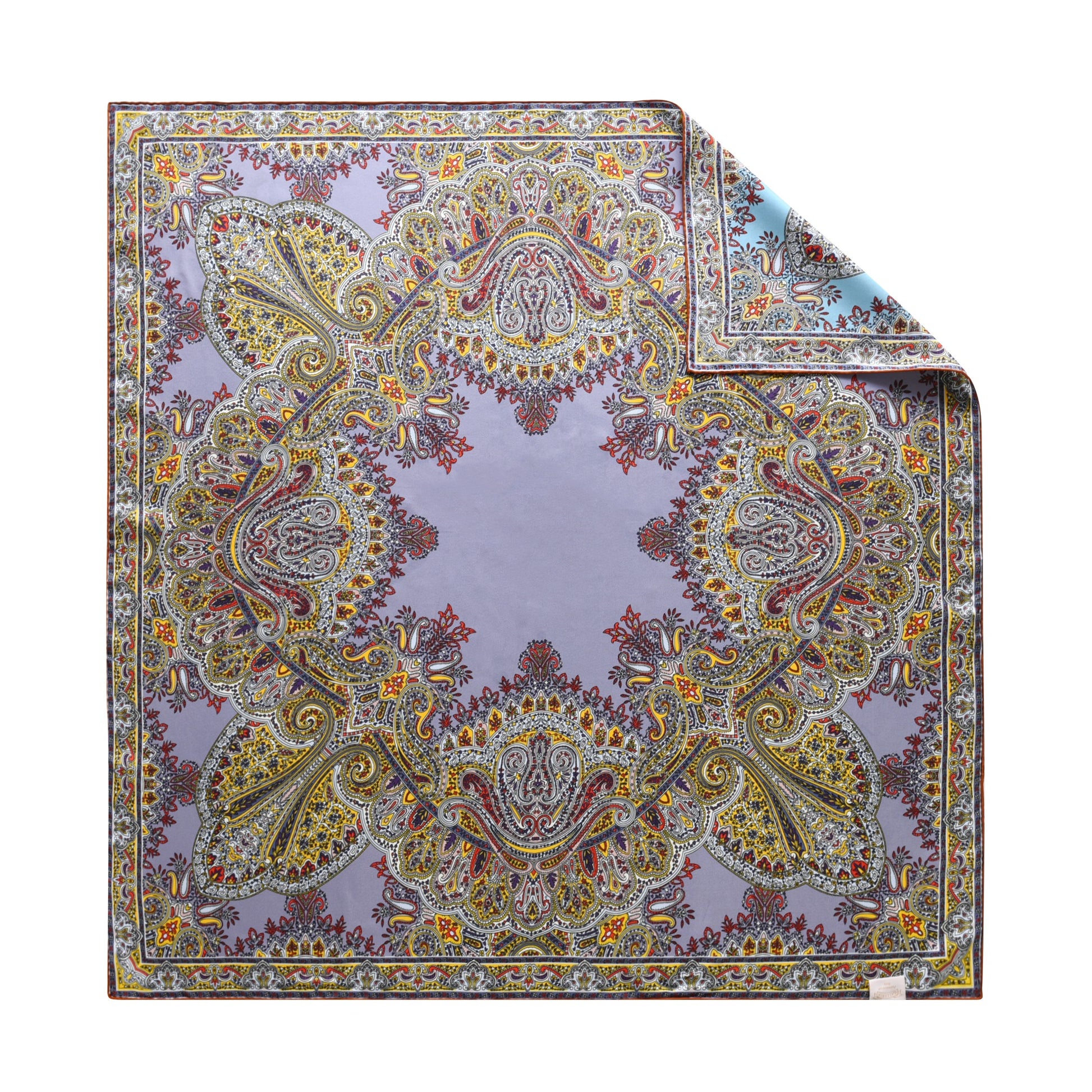 Paisley - Double Sided Silk Scarf in blue & purple