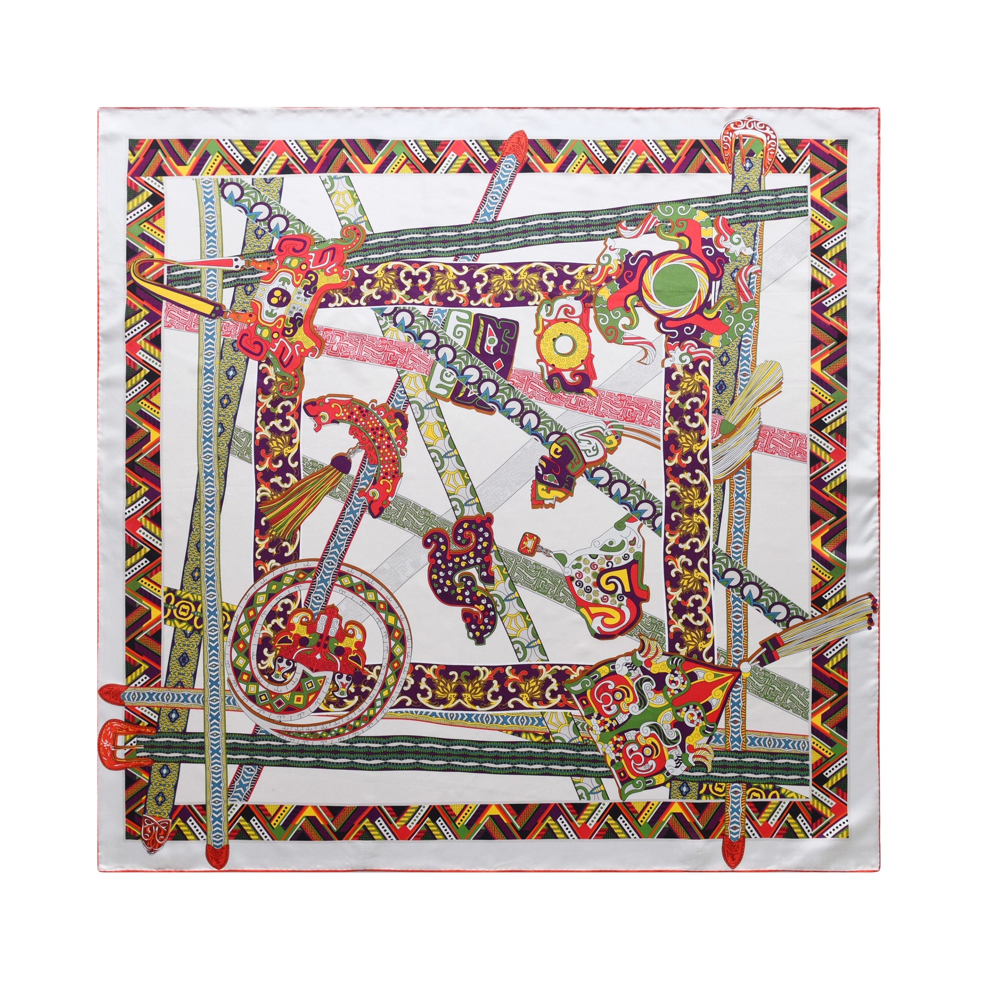 Traditions - Double Sided Silk Scarf in Red & Green