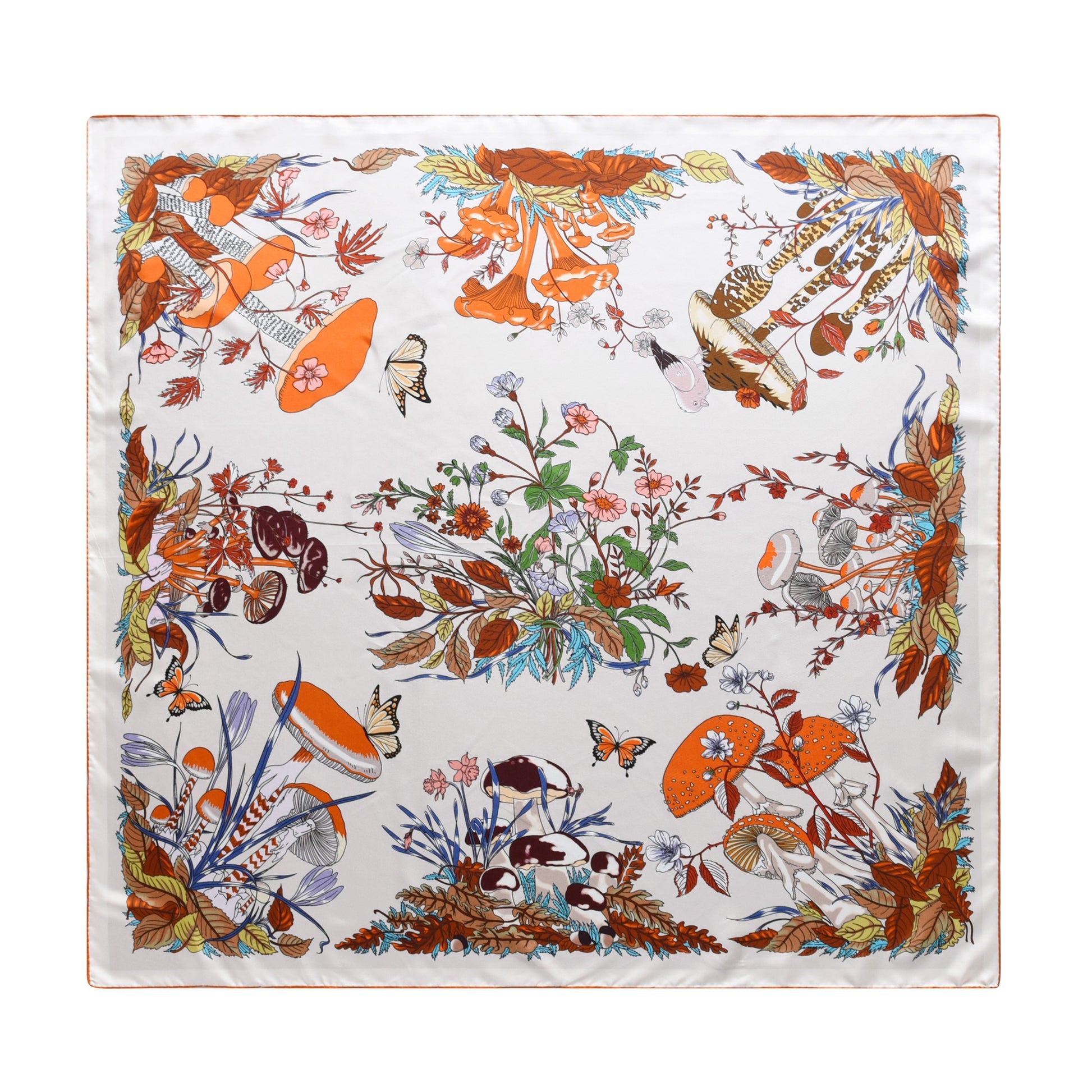 Garden Fungi - Double Sided Silk Scarf in Peach & Purple