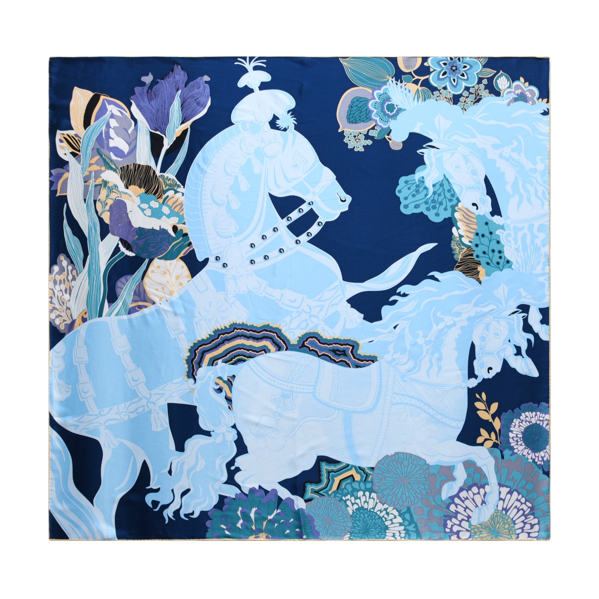 Performance Horses - Silk Scarf in Blue