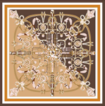 Equestrian Buckle dual color Cashmere Scarf in Gold & Brown